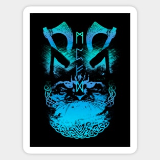 Abstract Cat in Viking Style - Blue Sticker